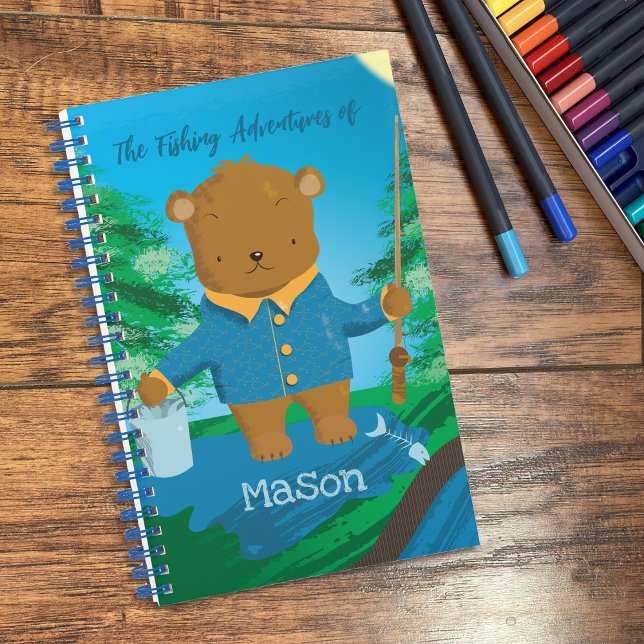 Cuto Pesca de Oso Marrón Cuaderno De Cuaderno De E (Kid personalized (summer) fishing journal  . )