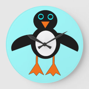 Cuto pingüino reloj de pared