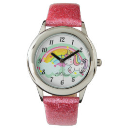 Cuto reloj de unicornio arcoiris personalizado