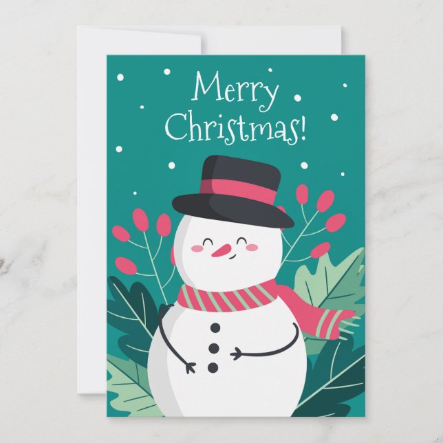 Cuto retro Snowman Feliz Navidad (Anverso)