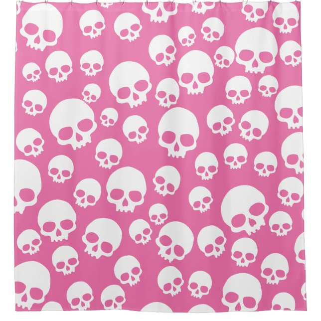 Cuto rosa Skulls aleatorios Patrón Cortina de duch (Anverso)