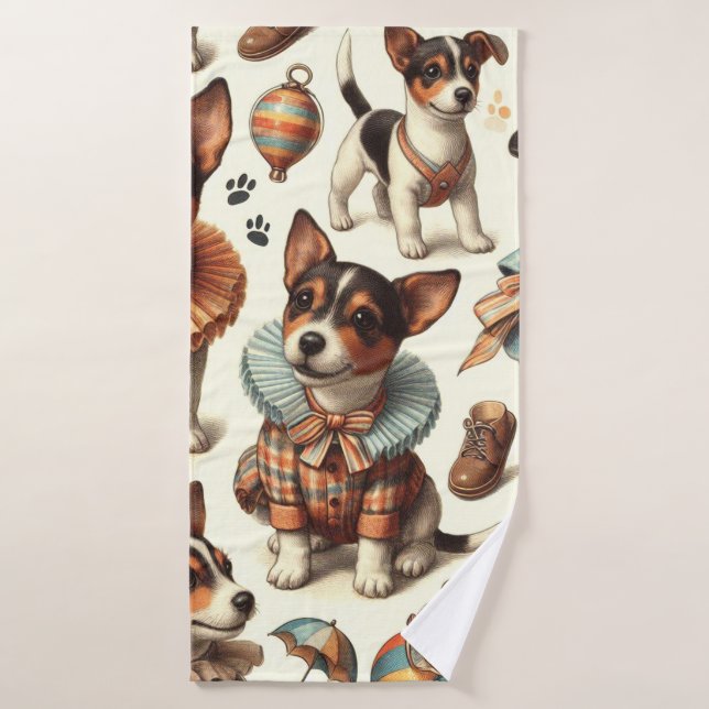 Cuto vintage Toy Fox Terrier Seamless (Toalla de baño)