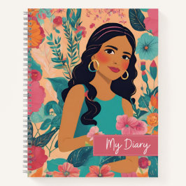 Cuto y elegante cuaderno diario para mujeres organ