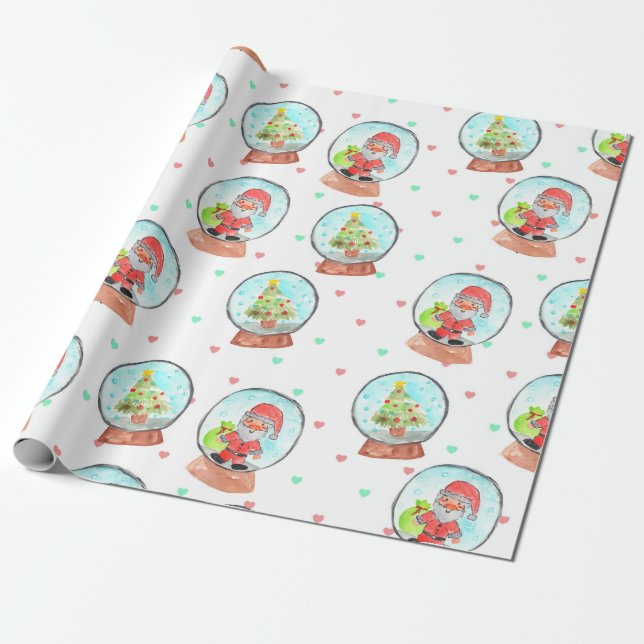 Cutos Navidades papel de envoltura de globo nevado (Desenrollado)
