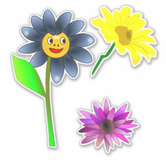 Cutout Happy Flowers hoja de pegatina de vinilo
