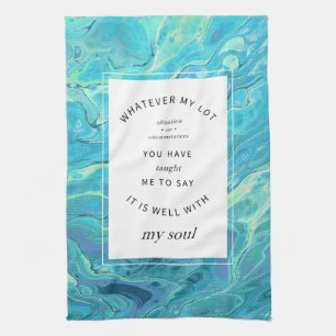 Cyan Blue Marble Christian Hymn Kitchel Toalla