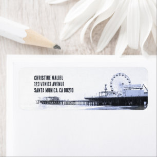 Cyanotype Santa Monica Pier Address Pegatina
