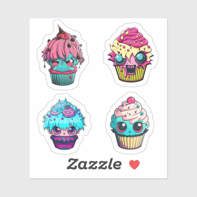 Cyberpunk Cupcakes Pegatina Pack 3 (Hoja)
