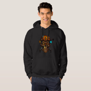 Cyberpunk Mecha Skull - Sudadera con capucha negra