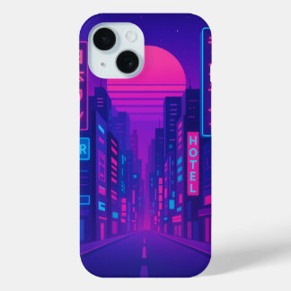 Cyberpunk Neon City iPhone 15 Funda - Vaporwave St