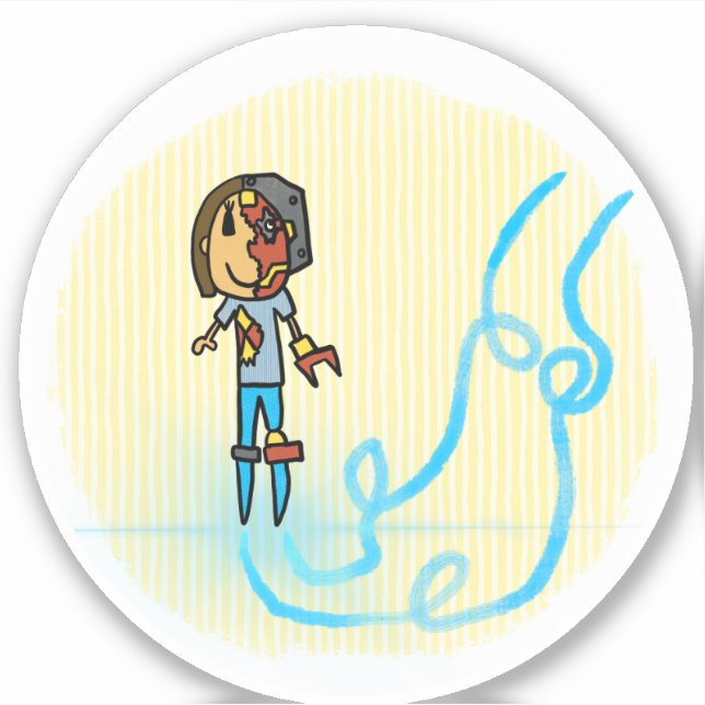 Cyborg Mom Comic Book Style Pegatina (Anverso)