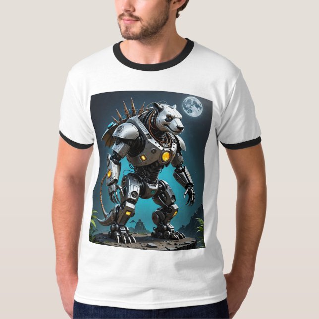 Cyborg Panda Mech Warrier modo de batalla camiseta (Anverso)