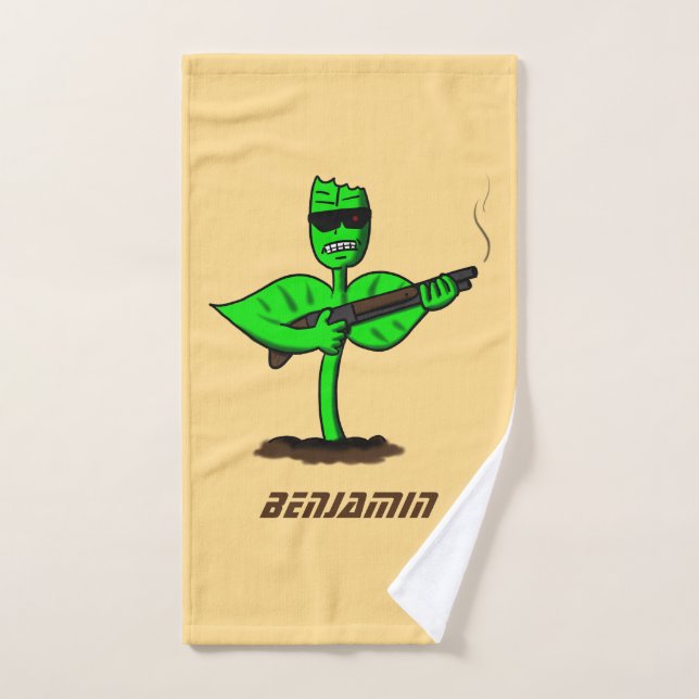 Cyborg planta germinadora divertido cartoon (Toalla de mano)