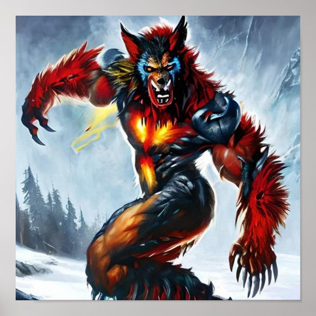 Cyborg Werewolf único, arte digital para descargar (Frente)