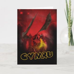 Cymru - tarjeta del día de St David - dragón rojo