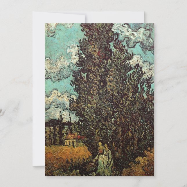 Cypreses y dos mujeres por Vincent van Gogh (Anverso)