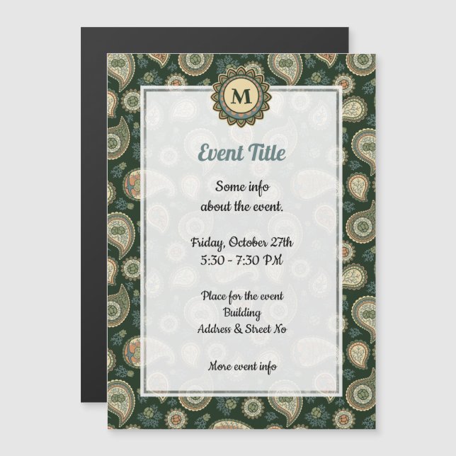 Cypress Paisley Pattern Invitación magnética (Anverso/Reverso)