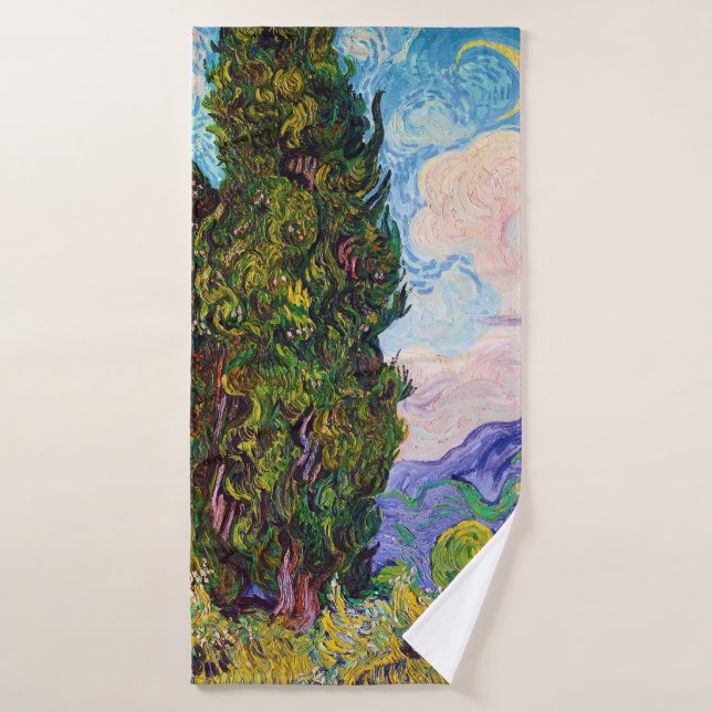 Cypresses, Van Gogh (Toalla de baño)