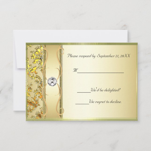 D1 Oro con tarjeta RSVP de Damask Gold (Anverso)