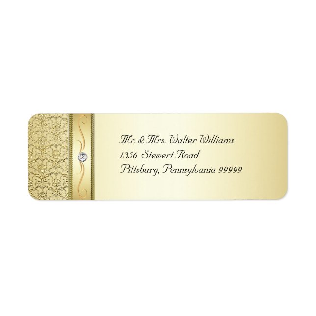 D2 Elegante Etiqueta de diamante de Damasco dorado (Frente)