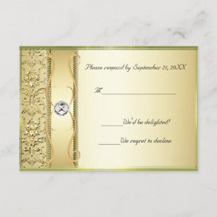 D2 Gold en tarjeta RSVP de Damask Gold