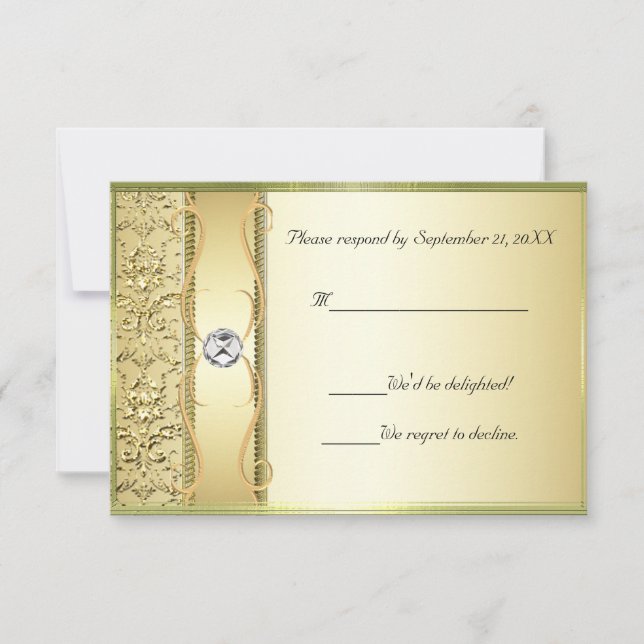 D2 Gold en tarjeta RSVP de Damask Gold (Anverso)