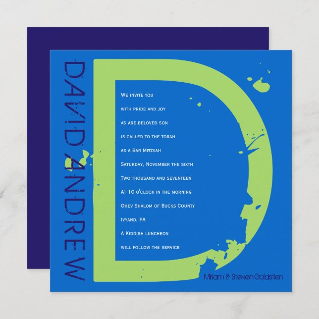 D Colección inicial Bar Bat Mitzvah Invitación (Anverso / Reverso)
