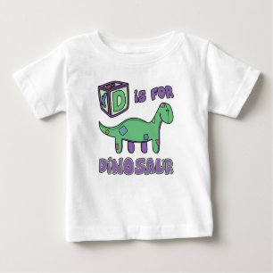D está para la camiseta del bebé del dinosaurio