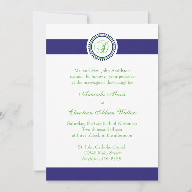 D Invitaciones a la boda circular de puntos monogr (Anverso)