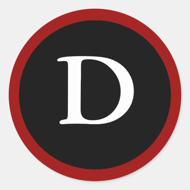 D: Letra D inicial Pegatina rojo, blanco y negro (Anverso)