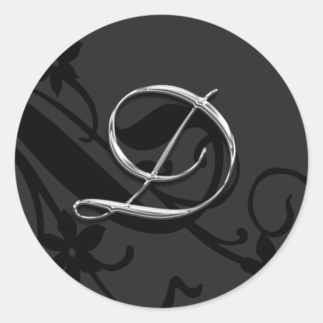 D Letra monograma Boda Pegatina de Sello para sobr (Anverso)