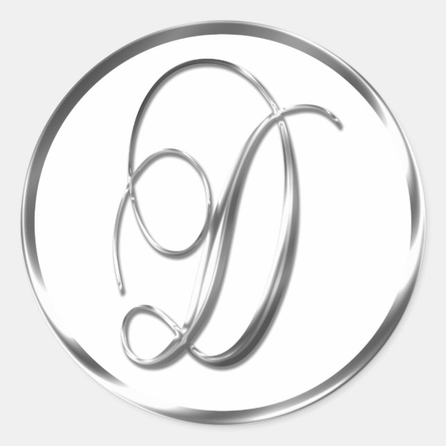 D Monograma Sobre Plata Faux O Sello Favorito (Anverso)