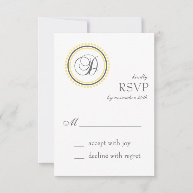 D Tarjetas RSVP de Círculo de puntos monogramo (am (Anverso)