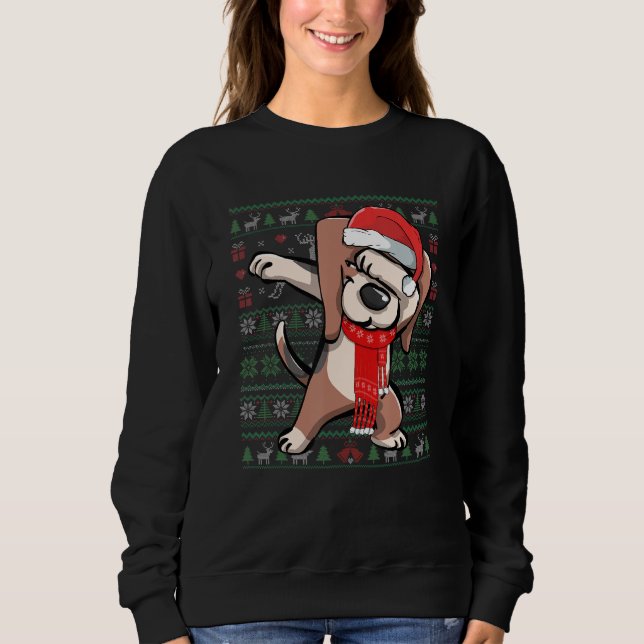 Dabbing Beagle Navidades feos Sweater Funny Fiesta (Anverso)