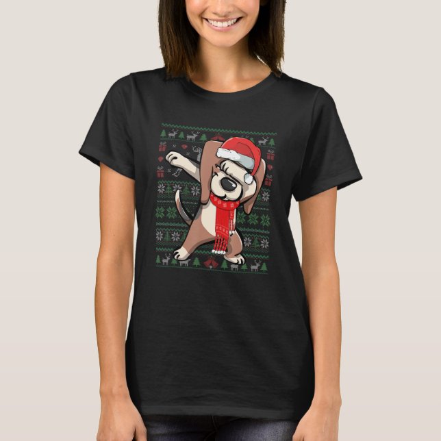 Dabbing Beagle Navidades feos Sweater Funny Fiesta (Anverso)