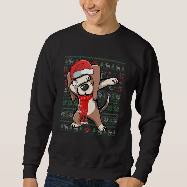 Dabbing Beagle Navidades feos Sweater Funny Fiesta (Anverso)