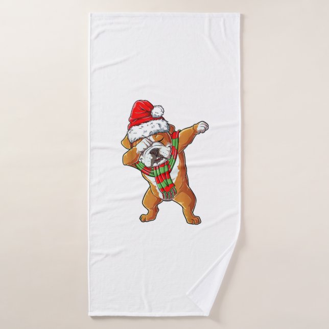 Dabbing Bulldog inglés Santa Navidades Regalos a l (Toalla de baño)