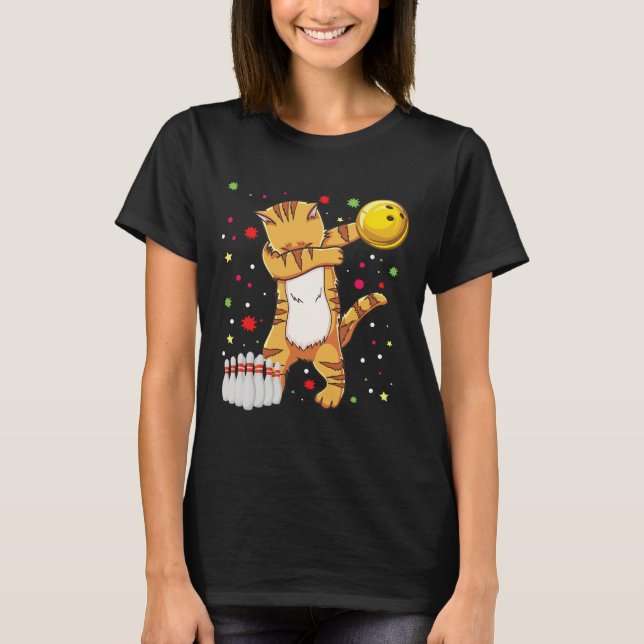 Dabbing Cat Bowling Camisetas Funny Bowling Gift C (Anverso)