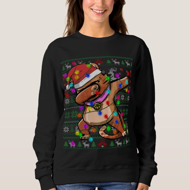 Dabbing Cat Fairy Ilumina Navidades feos Sweater C (Anverso)