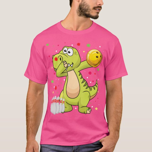 Dabbing Dinosaur Bowling Camisetas Funny Bowling B (Anverso)