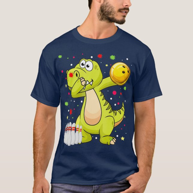 Dabbing Dinosaur Bowling Camisetas Gracioso Bowlin (Anverso)