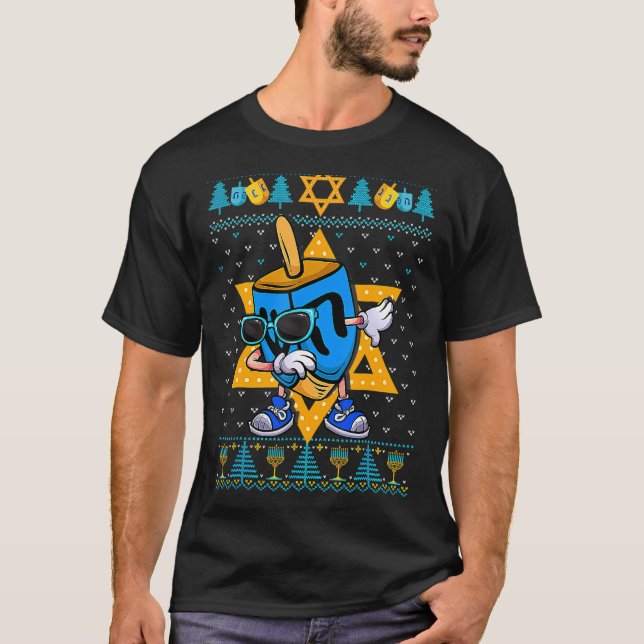 Dabbing Dreidel Ugly Hanukkah Sweater Boy (Anverso)