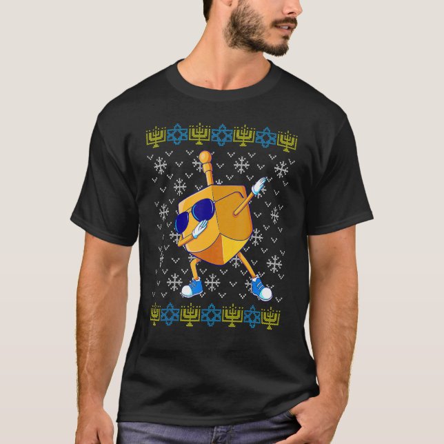 Dabbing Dreidel Ugly Hanukkah Sweater Navidad (Anverso)