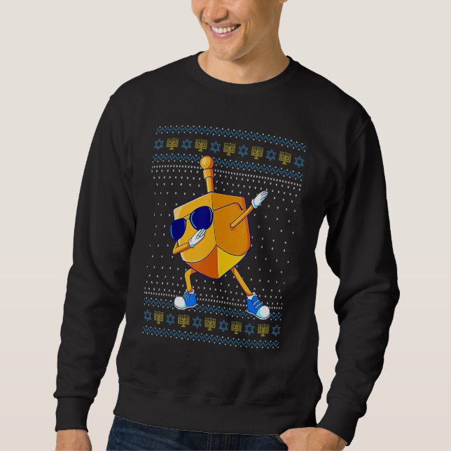 Dabbing Dreidel Ugly Hanukkah Sweater Navidad (Anverso)