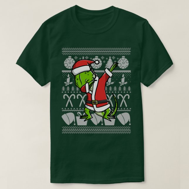 Dabbing Iguana Feo Navidades Sweater Graphic (Diseño del anverso)