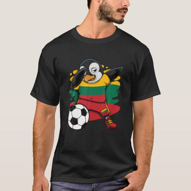 Dabbing Penguin Lithuania Soccer Fans Jersey Footb (Anverso)