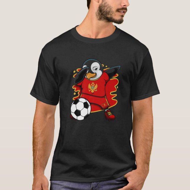 Dabbing Penguin Montenegro Soccer Fans Jersey Foot (Anverso)