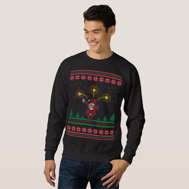 Dabbing Santa Claus Navidades feos Sweater (Anverso completo)