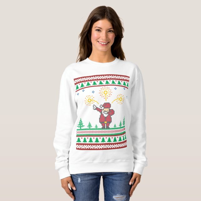 Dabbing Santa Claus Navidades feos Sweater (Anverso completo)
