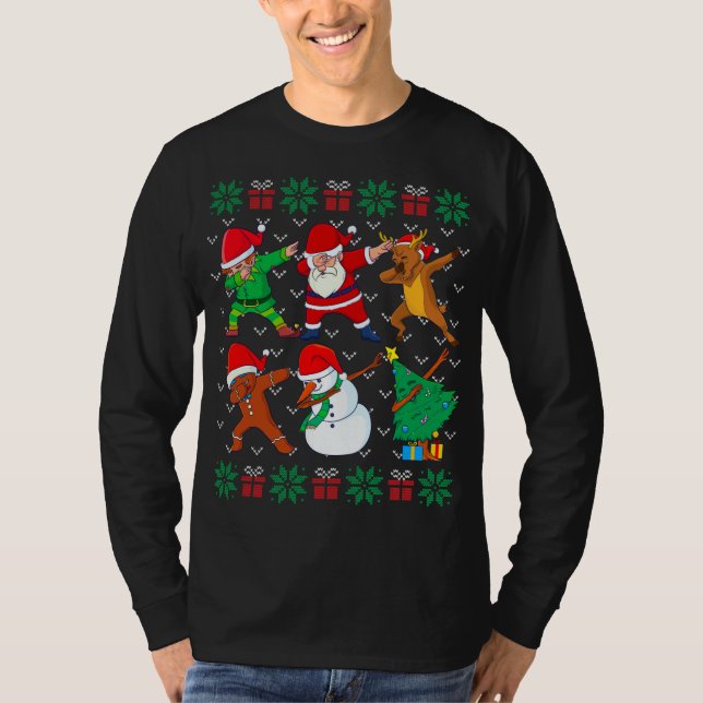 Dabbing Santa Elf Friends Ugly Xmas Sweater (Anverso)